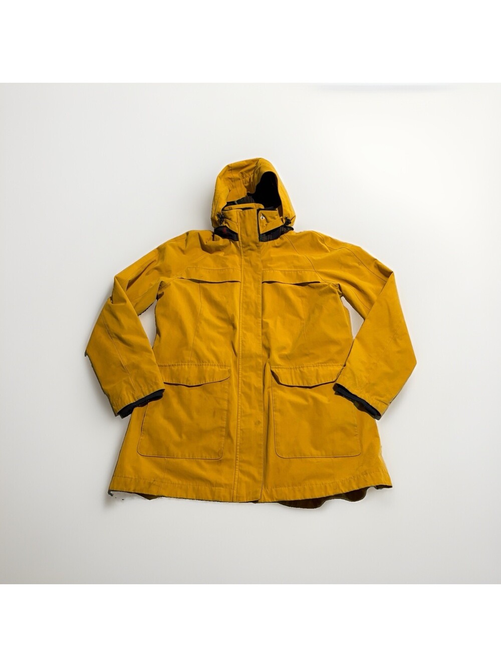 Pendleton Coat Mens XL Yellow Hooded Canvas Parka Lined Full Zip Outdoor Pockets